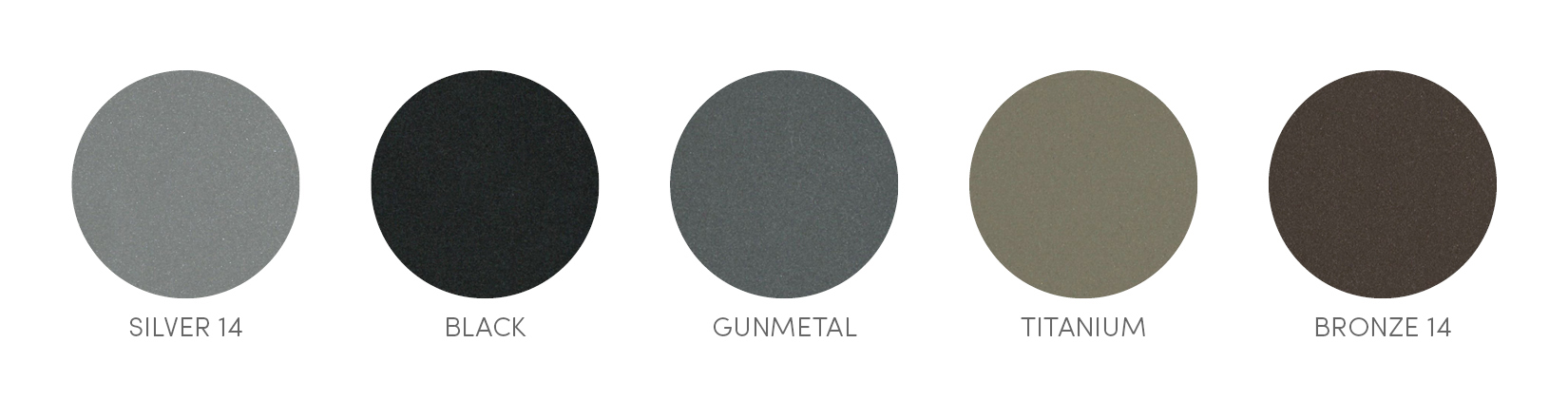 FineTex-Powdercoat-Colors Fine Textured Powdercoat colors - Silver 14, Black, Gunmetal, Titanium and Bronze 14