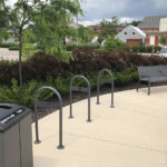 Bee Branch Creek Custom Trash, Bike Racks and laser cut Bench