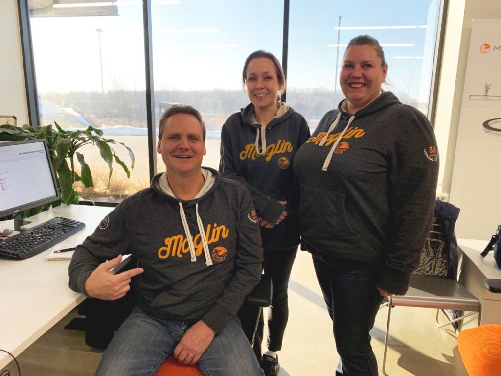 Jeff Sarah and Steph wearing Maglin Sweaters