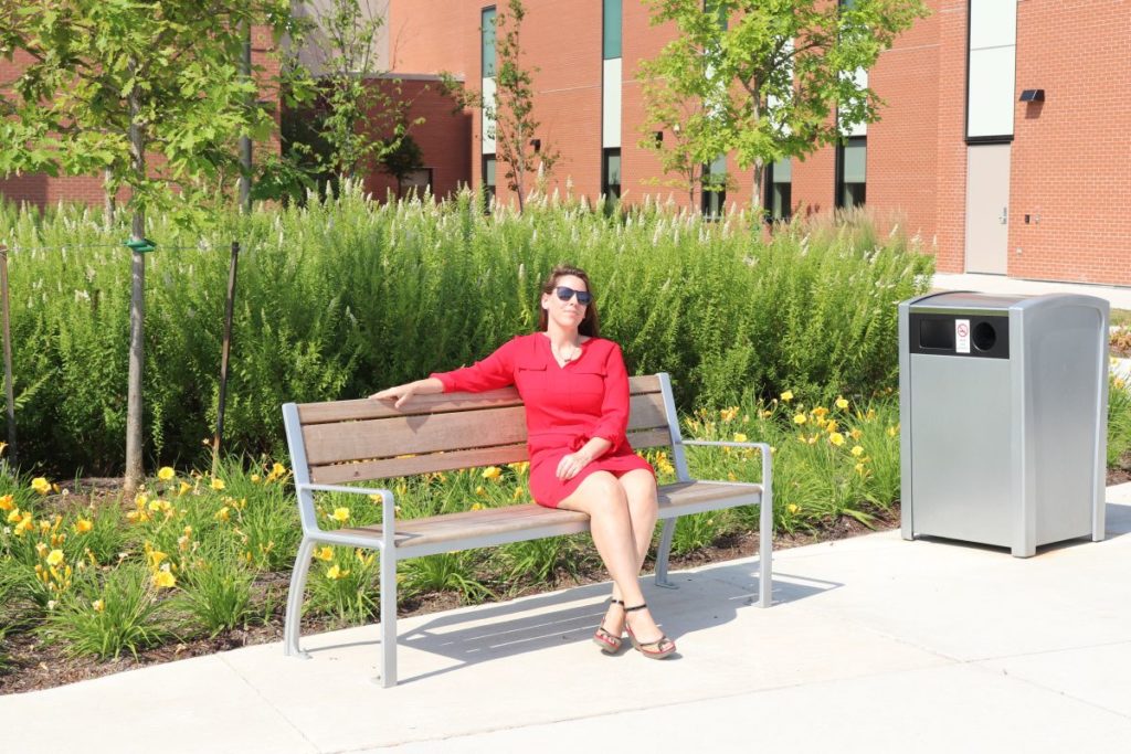 Kyra sitting on Bench