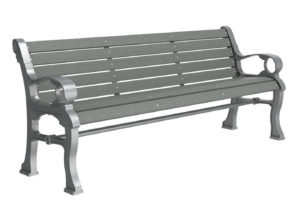 Grey Backed Bench With Curling End Arms