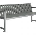 Grey Bench with Vertical Slats and End Arms 