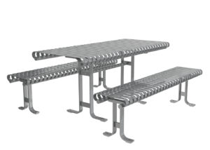 Metal Table with Metal Benches