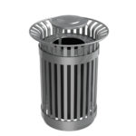 Trash Can with Vertical Slats 