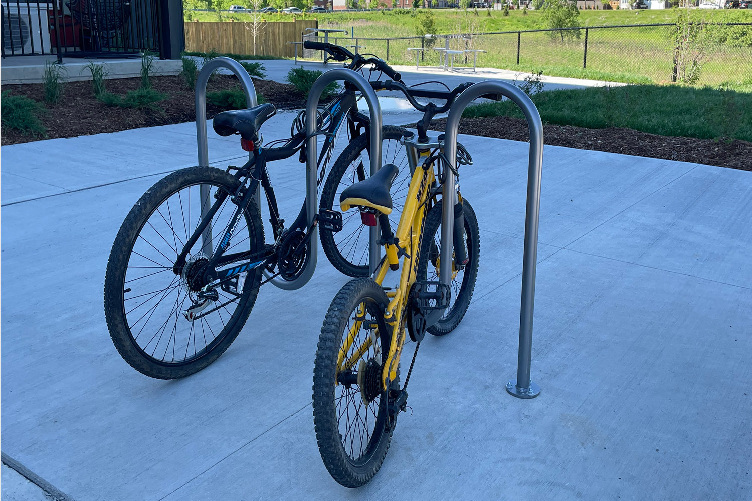 MBR-0400-Bike-Racks_Sterling-Apartments MBR-0400 Bike Racks with bikes locked