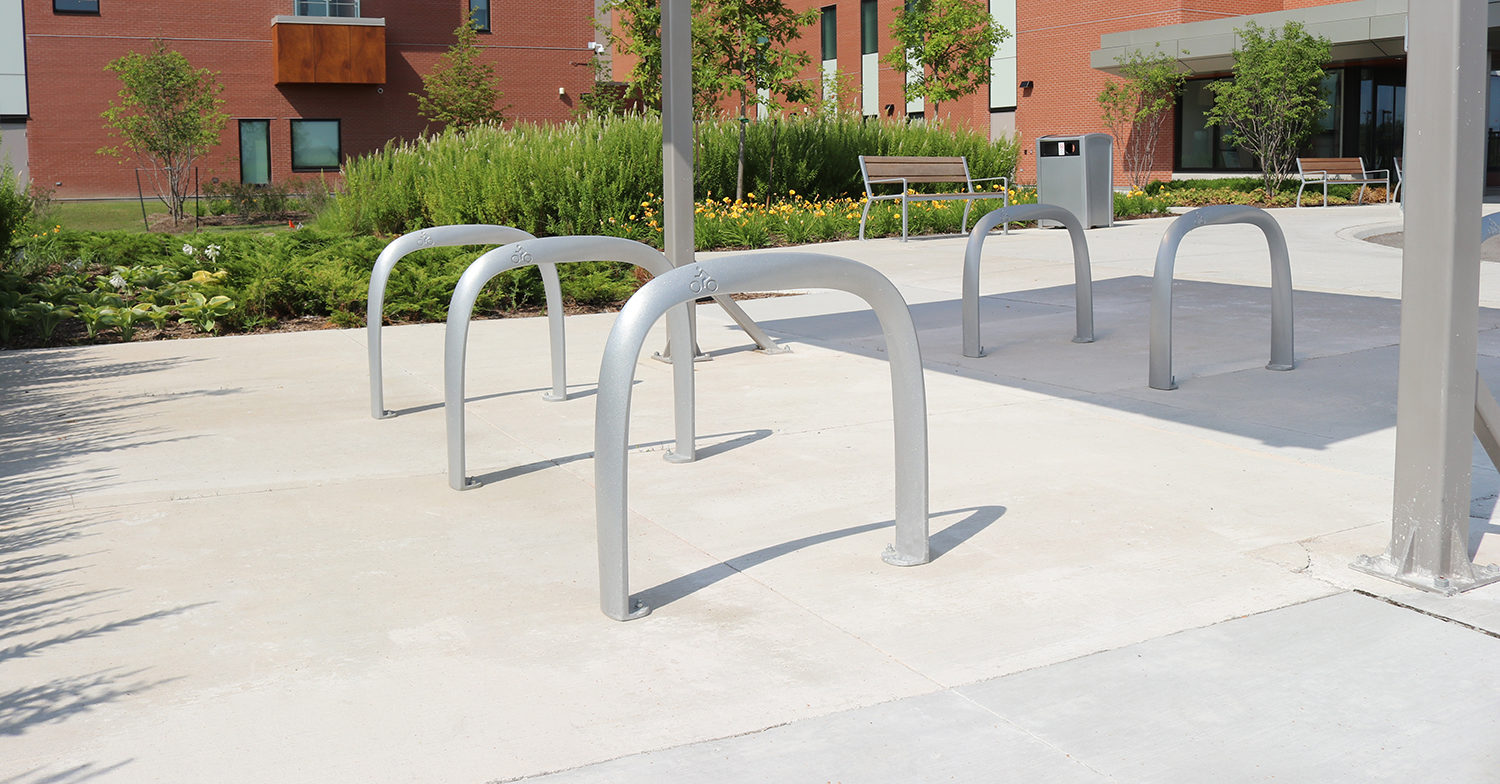 1600 Series - SC Bike Racks SC Series Bike Racks painted Silver 14 at Milton Hospital