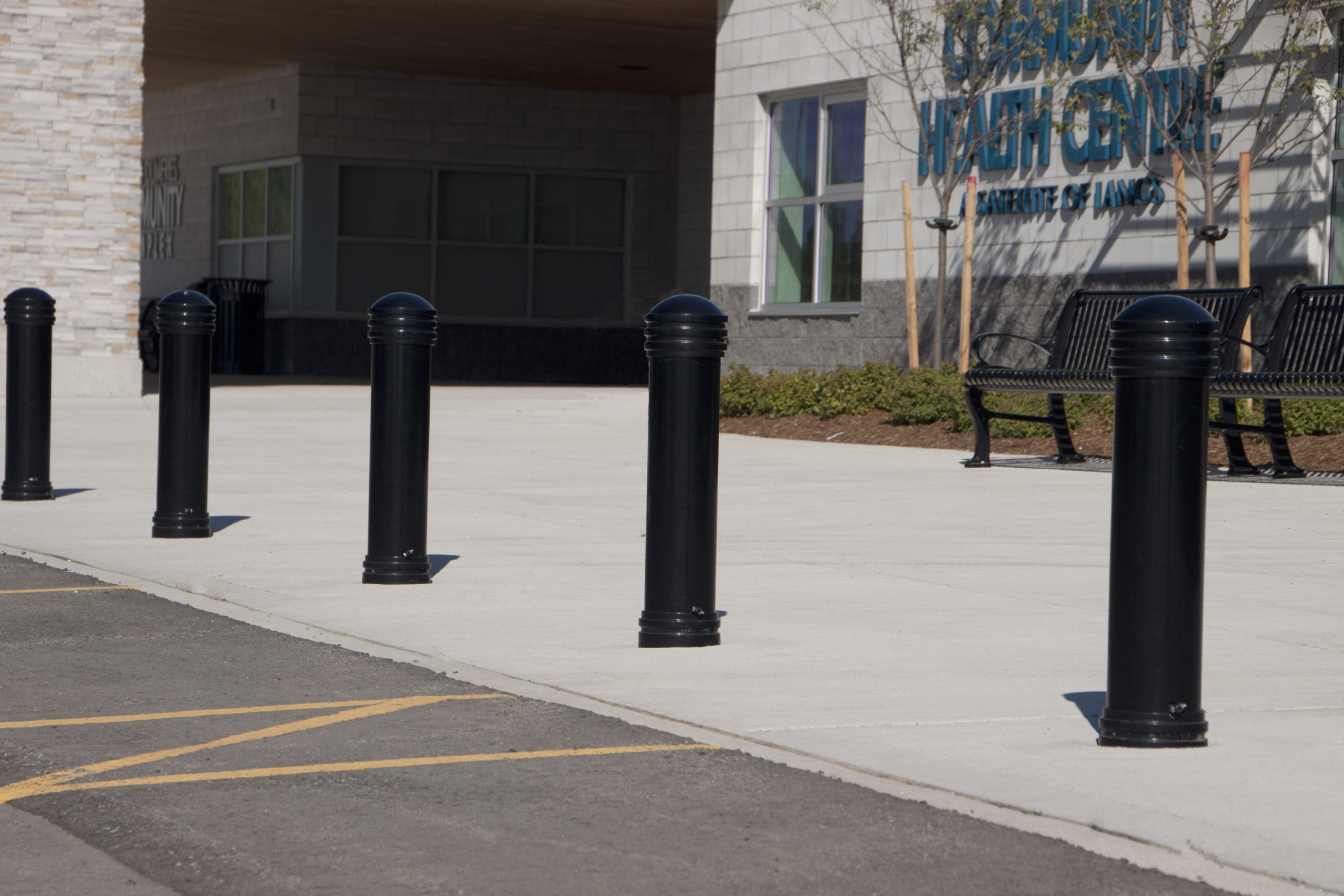 650 Bollards painted black at North Dumfries Health Centre