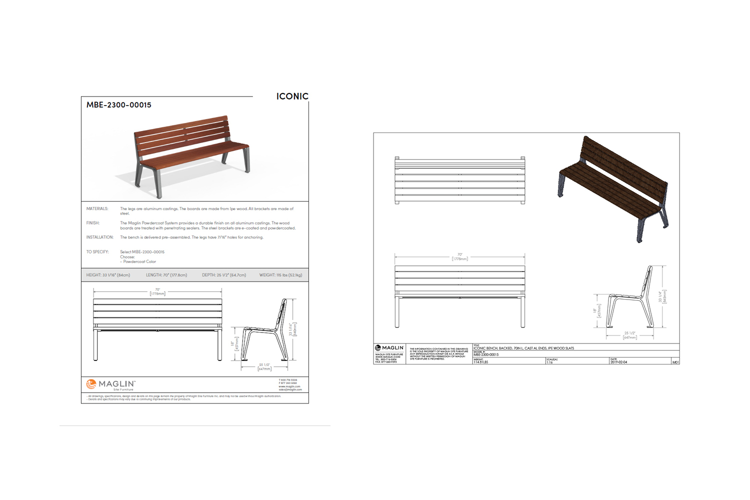 Iconic Product data sheets