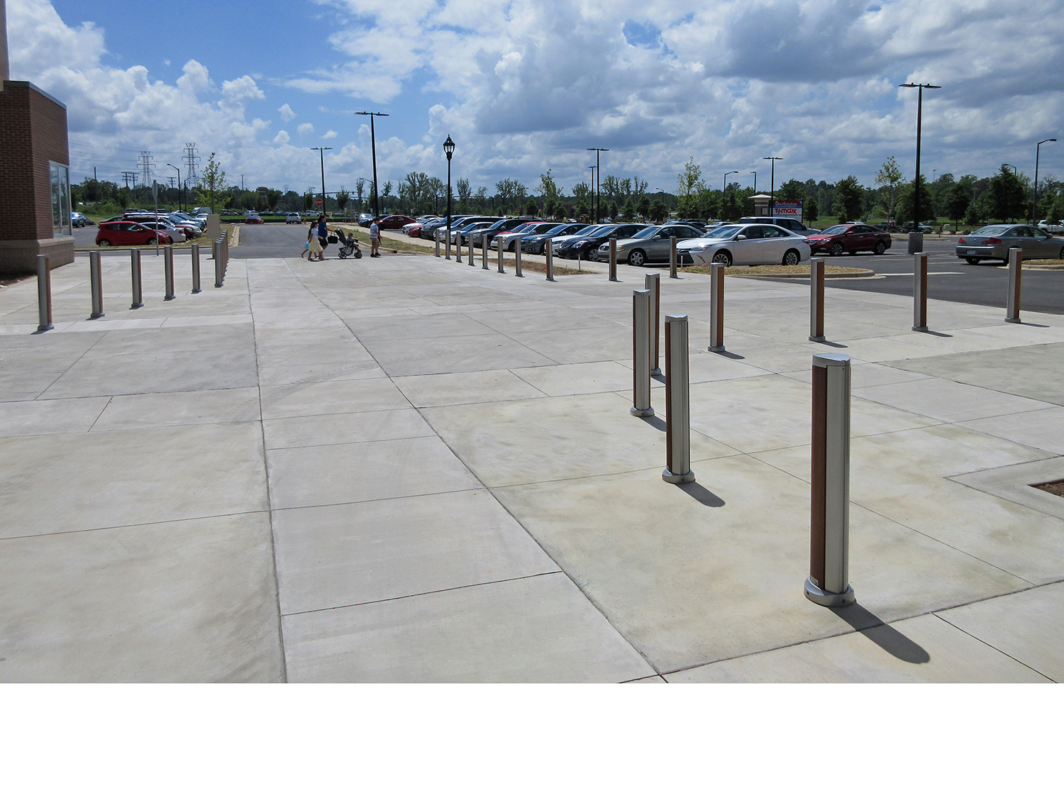 SC Bollards with Wood Trim at a Shopping Centre