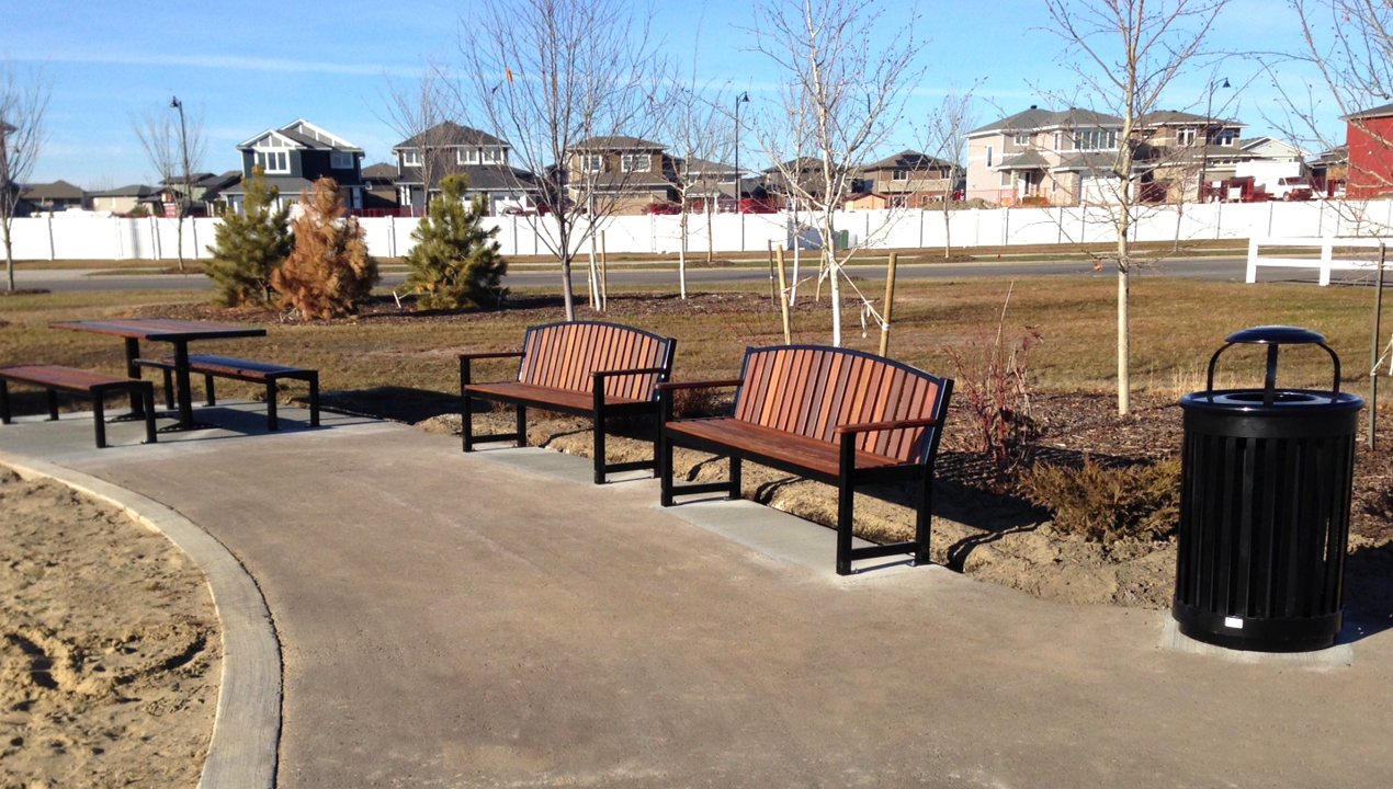 Backed Benches near residential area