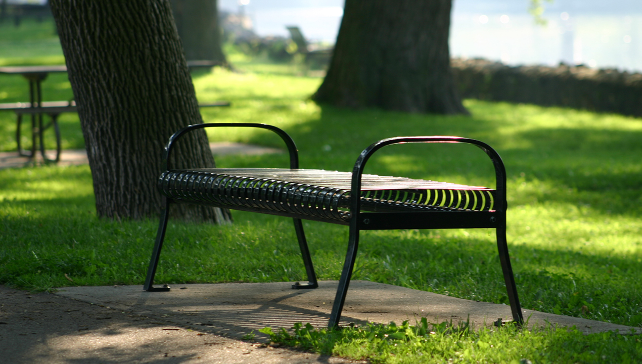 Backless Bench with Arms in Park