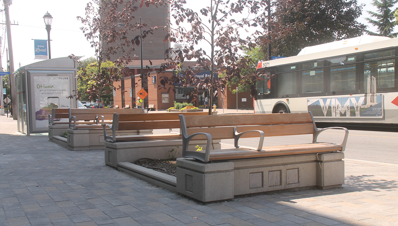 Mounted Benches Near Road