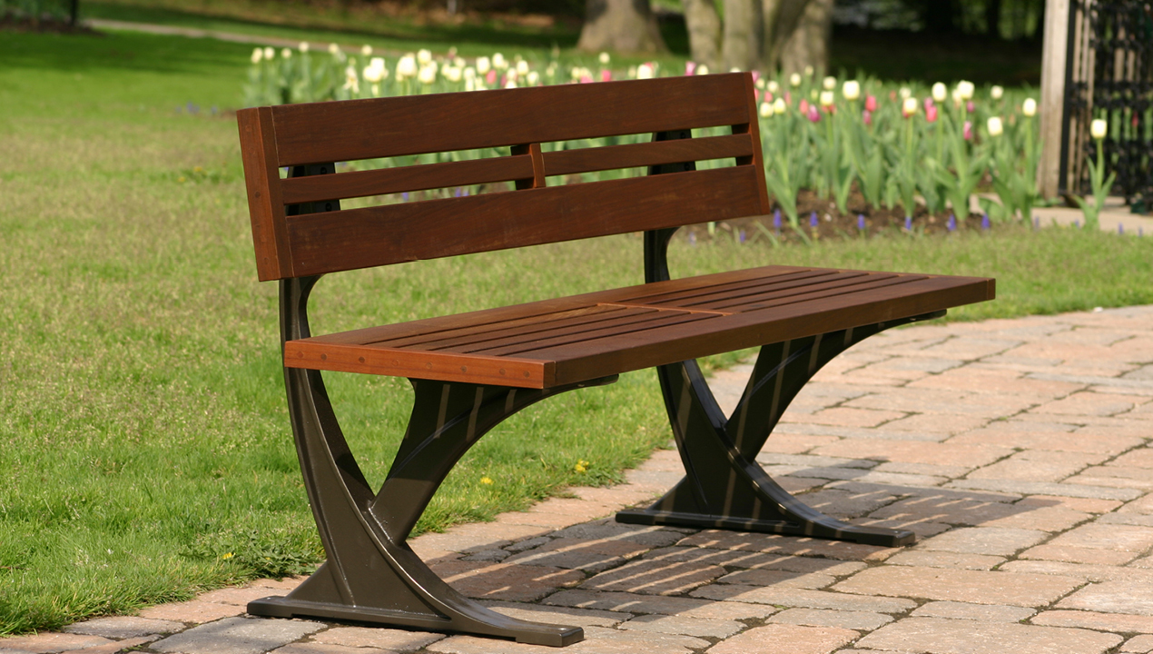 Wooden Backed Bench with no arms