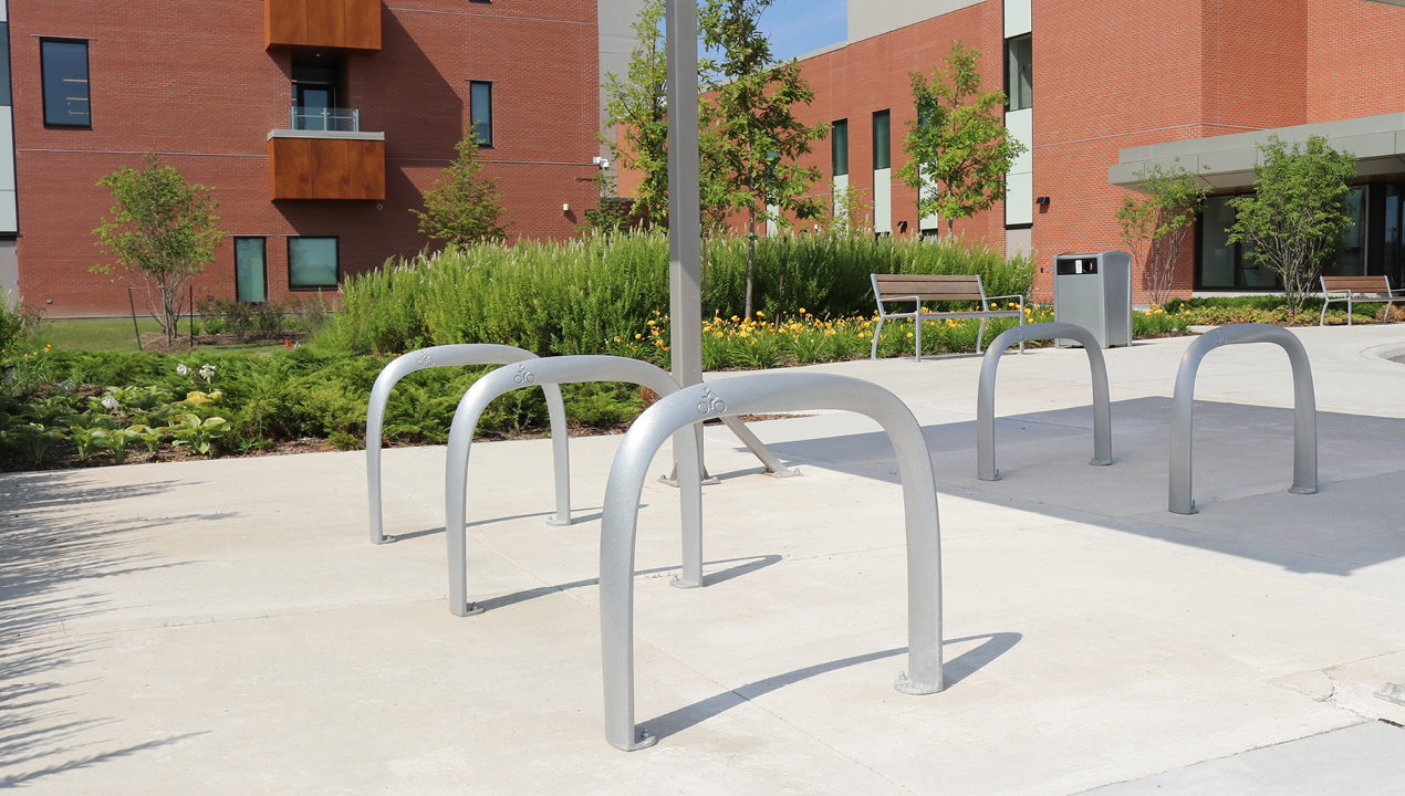 Children's Bike Rack outside of buildings