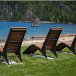 720 Lounge chairs in Ipe Wood in front of body of water