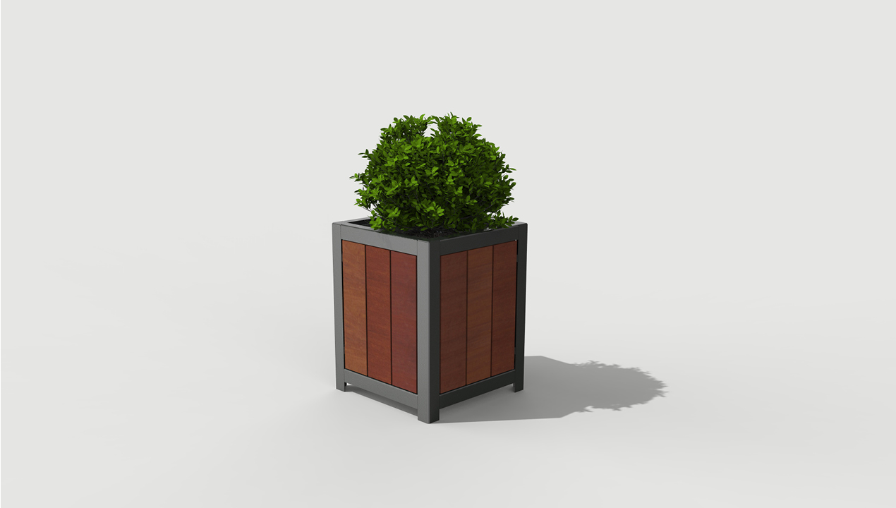 Small Grey and Wood Planter