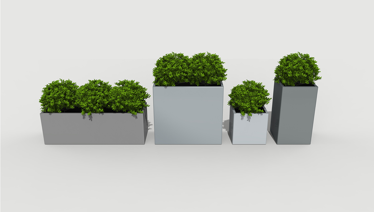 Multi-sized Grey Planters with Plants