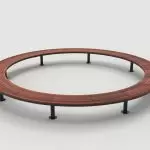Ogden Layout OGM1900-00003: Circle, left to right slats, ipe wood, pedestal legs