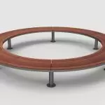 Ogden Layout OGM1900-00034: Circle, left to right slats, ipe wood, pedestal legs