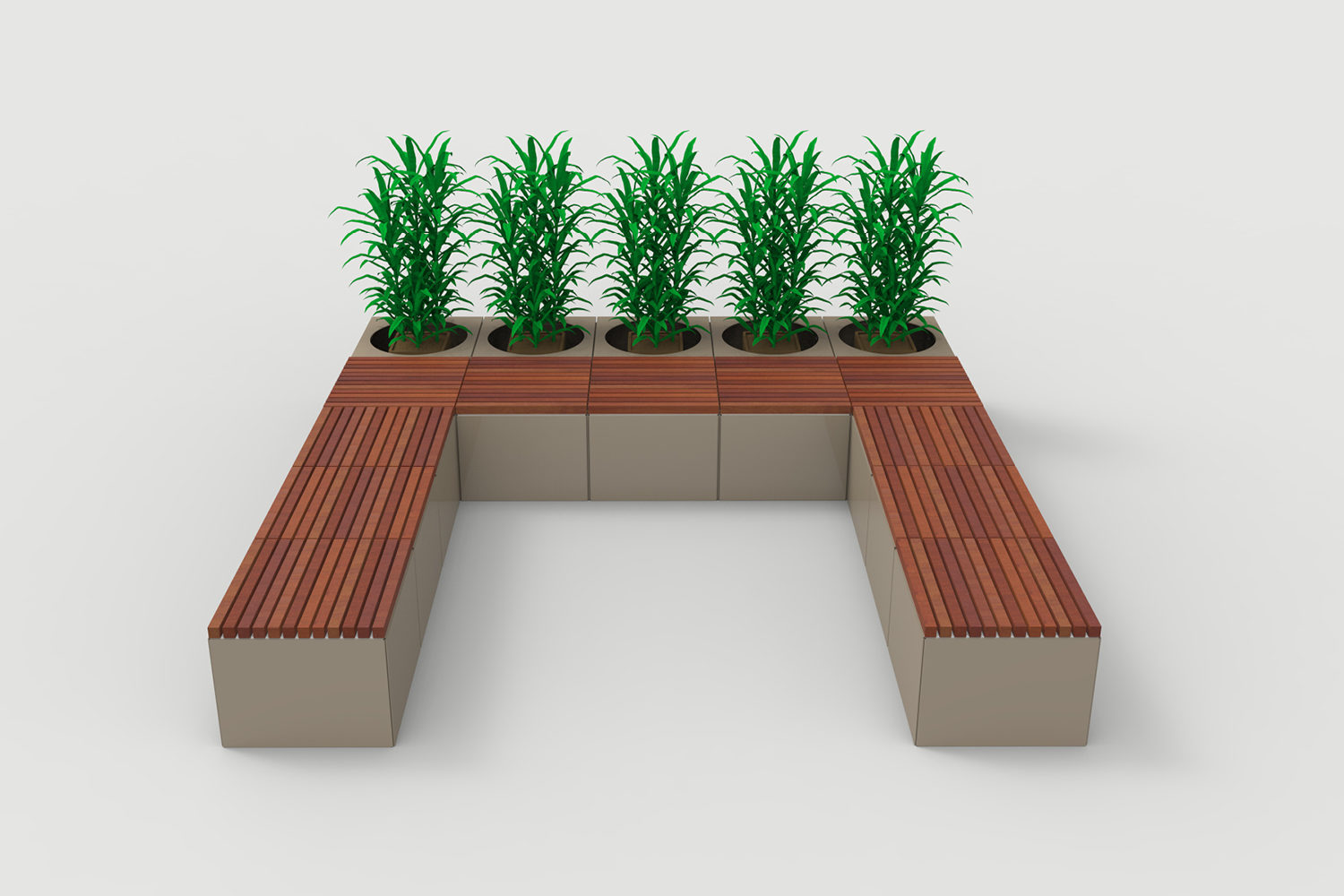 MAGLIN_REN_LAYT_PLF2200-00056 Pixel Layout PLF2200-00056: U Shape layout with tall blocks, wood tops and planters