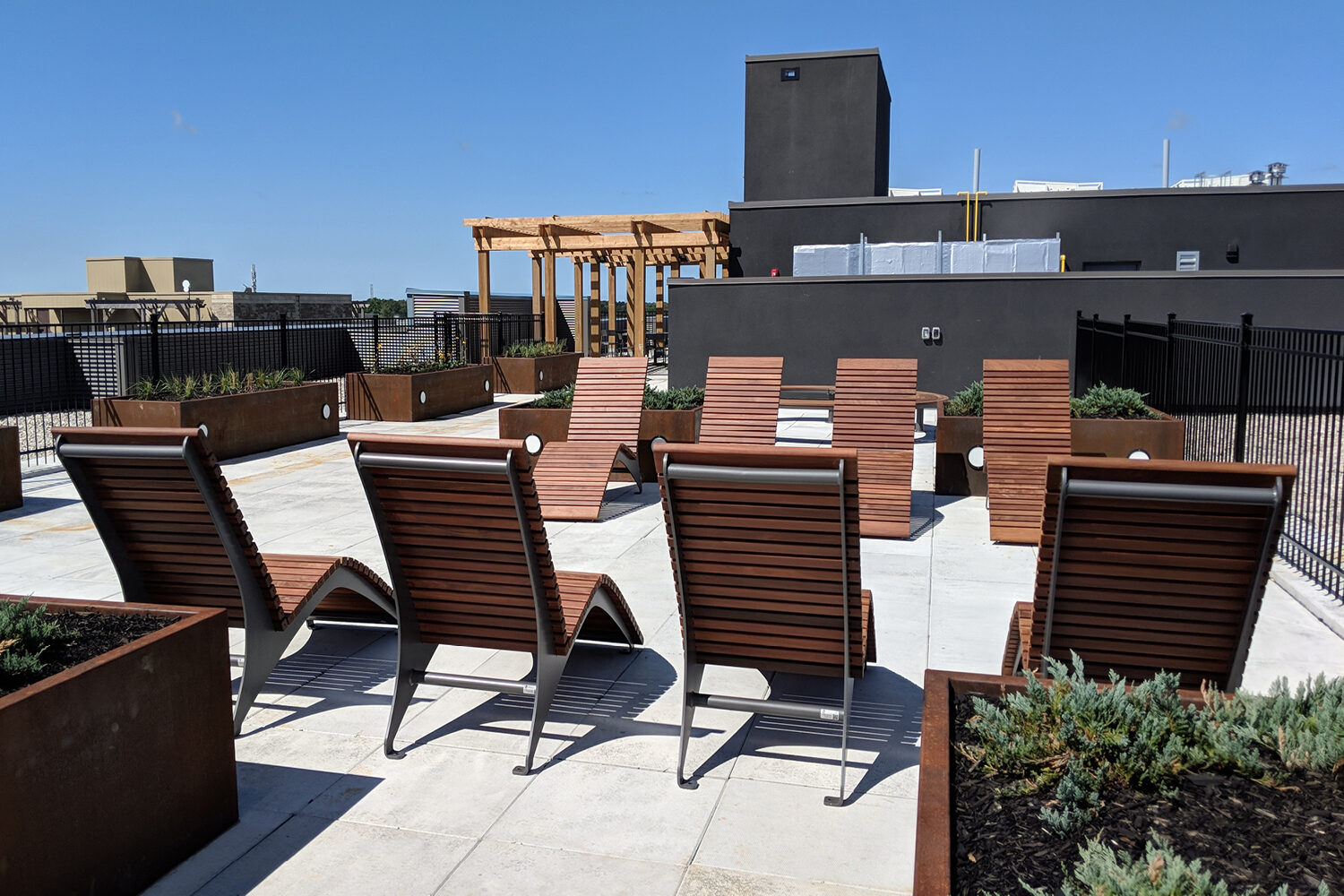 Rooftop Patio with Seating and planters