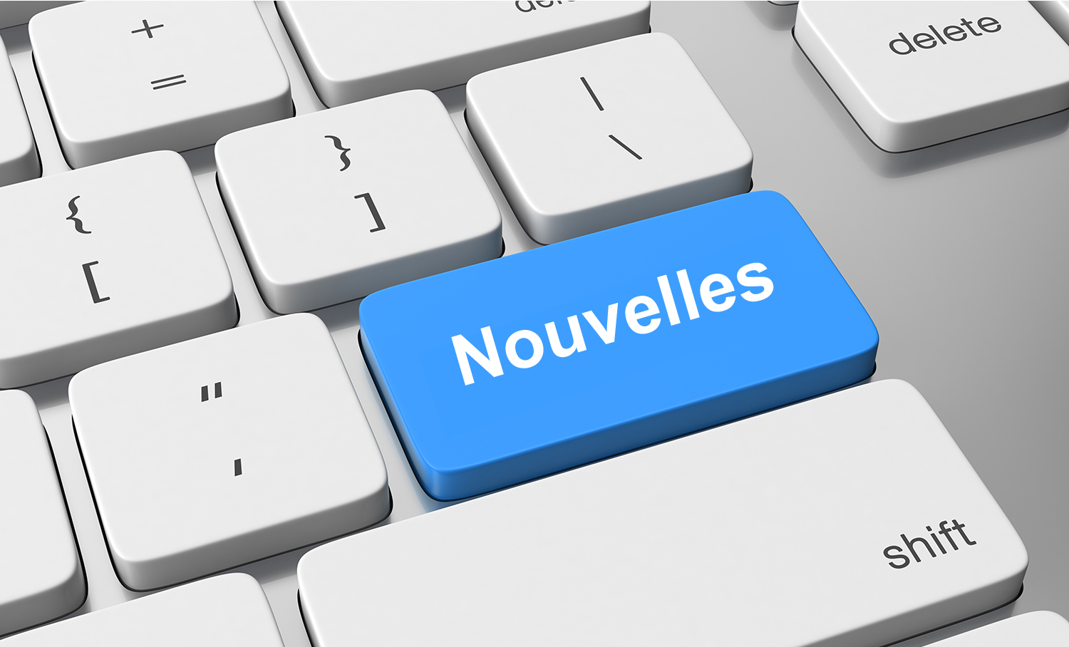 Bouton Actualités bleu en surbrillance sur le clavier