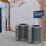 MUG Waste/Recycle Containers with steel slats and vinyl graphics