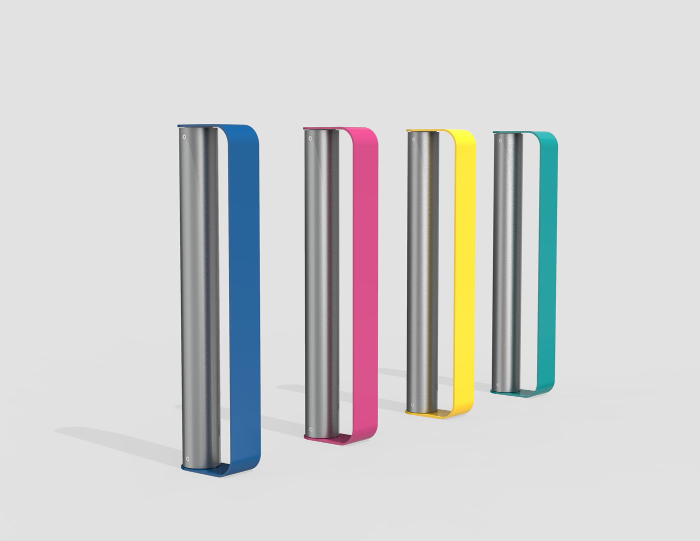 MUG Collection Bike Racks painted in vibrant colors