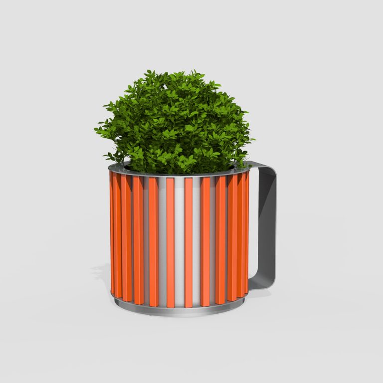 MAGLIN_REN_MUG-PLANTER MUG Collection Planter with Bright Orange Slats