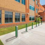 MUG Bike Racks at school on a bright sunny day