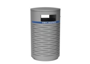 MTR-0650-00016: 650 Trash Receptacle, Birch Pattern, Blue Liner, Vinyl Graphics