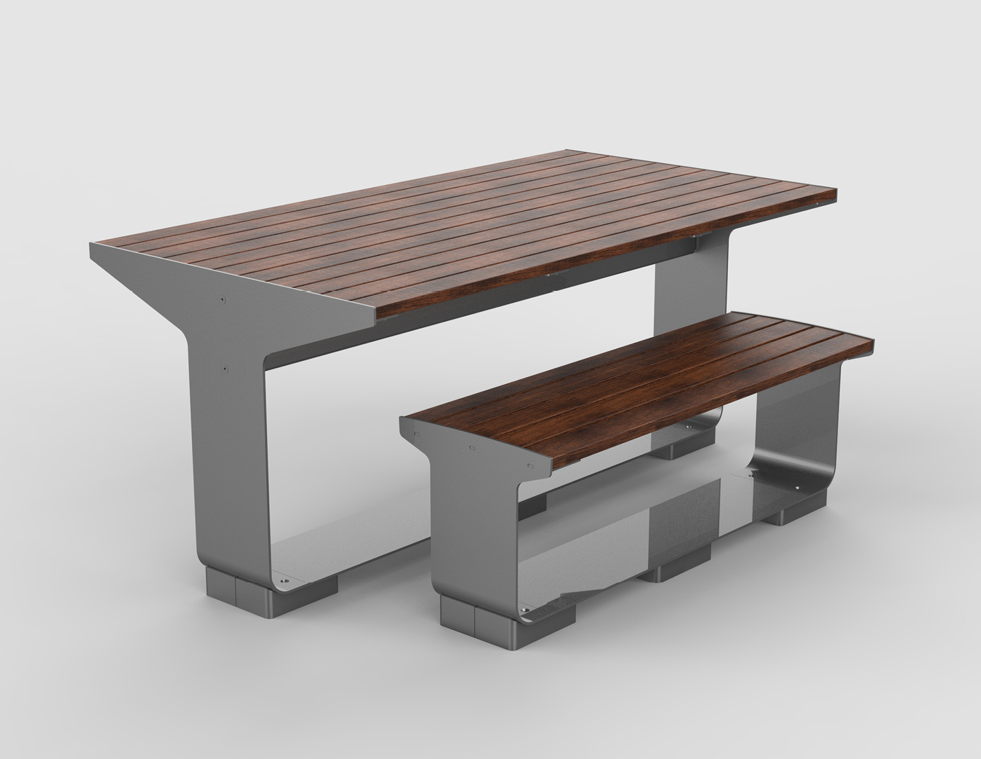L-Series Table with Backless Bench - Wood