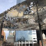 Close-up of mirrored cloud canopy in the Battery Playscape