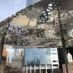 Close-up of mirrored cloud canopy in the Battery Playscape