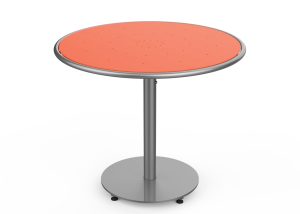 MTB-1700-00874: Round Foro Table, 36in D, OP HDPE Orange, P1, Freestanding