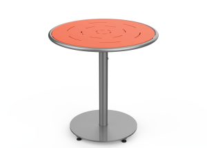 MTB-1700-00885: Round Foro Table, 30in D, OP HDPE Orange, P2, Freestanding, Umbrella Hole