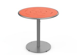 MTB-1700-00889: Round Foro Table, 30in D OP HDPE Orange, P2, Surface Mount