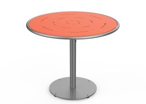 MTB-1700-00890: Round Foro Table, 36in D OP HDPE Orange, P2, Surface Mount