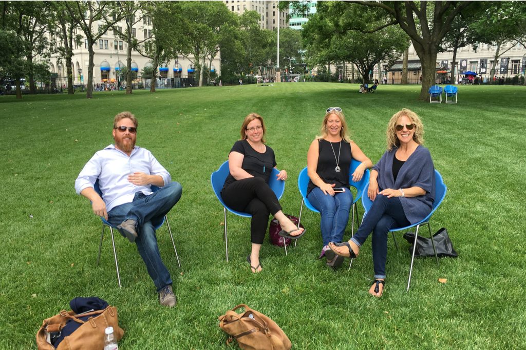 Aaron-Linda-Jill-Max Aaron, Linda, Jill and Max enjoying the fresh air at Battery park