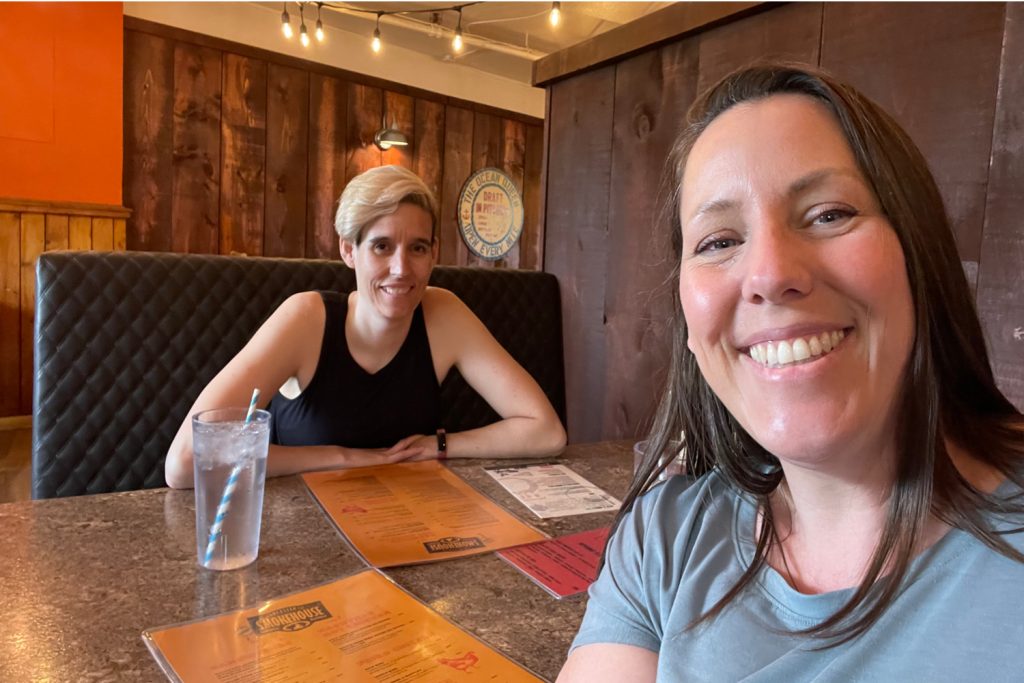 Stef-Kyra Stef and Kyra having some lunch at a restaurant