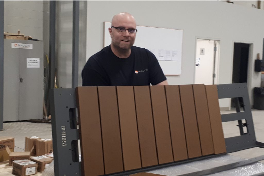 Steve-Cope Steve Cope assembling a bench in the plant