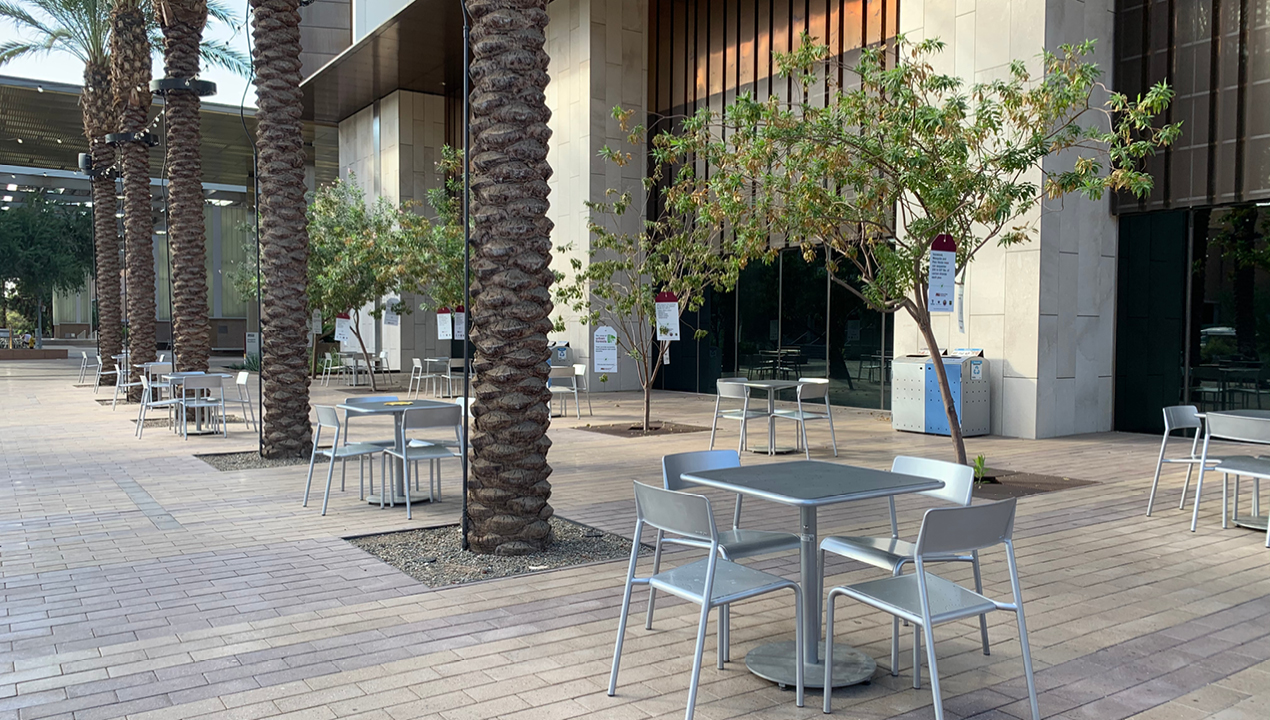 Square Foro Tables with High Density Polyethylene and Chairs at Arizona State University