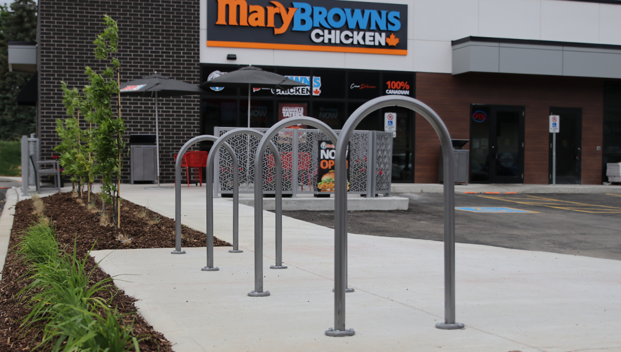 MBR-0500 Bike Racks in front of Mary Browns Chicken