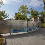 Custom steel perforated panels surround the Battery Playscape in New York