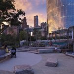 View of the Battery Playscape at twilight