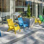 Brightly colored 720 Chairs at Bank of America Plaza