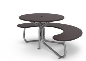 MTB-2800-00045: FAVA Cluster Seating, 1 Quad Seat, OP HDPE Brown, Wheelchair Accessible, Umbrella Hole