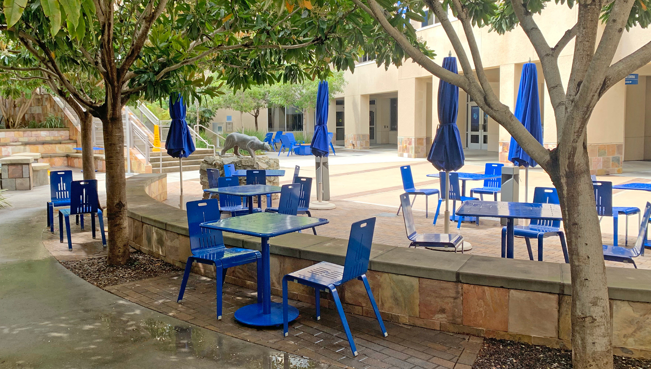 maglin_alum-chairs_foro-tables ALUM Chairs with Foro Tables, Blue Powdercoat at CSUSM