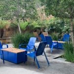 ALUM Lounge chairs with Pixel blocks, blue powdercoat at CSUSM