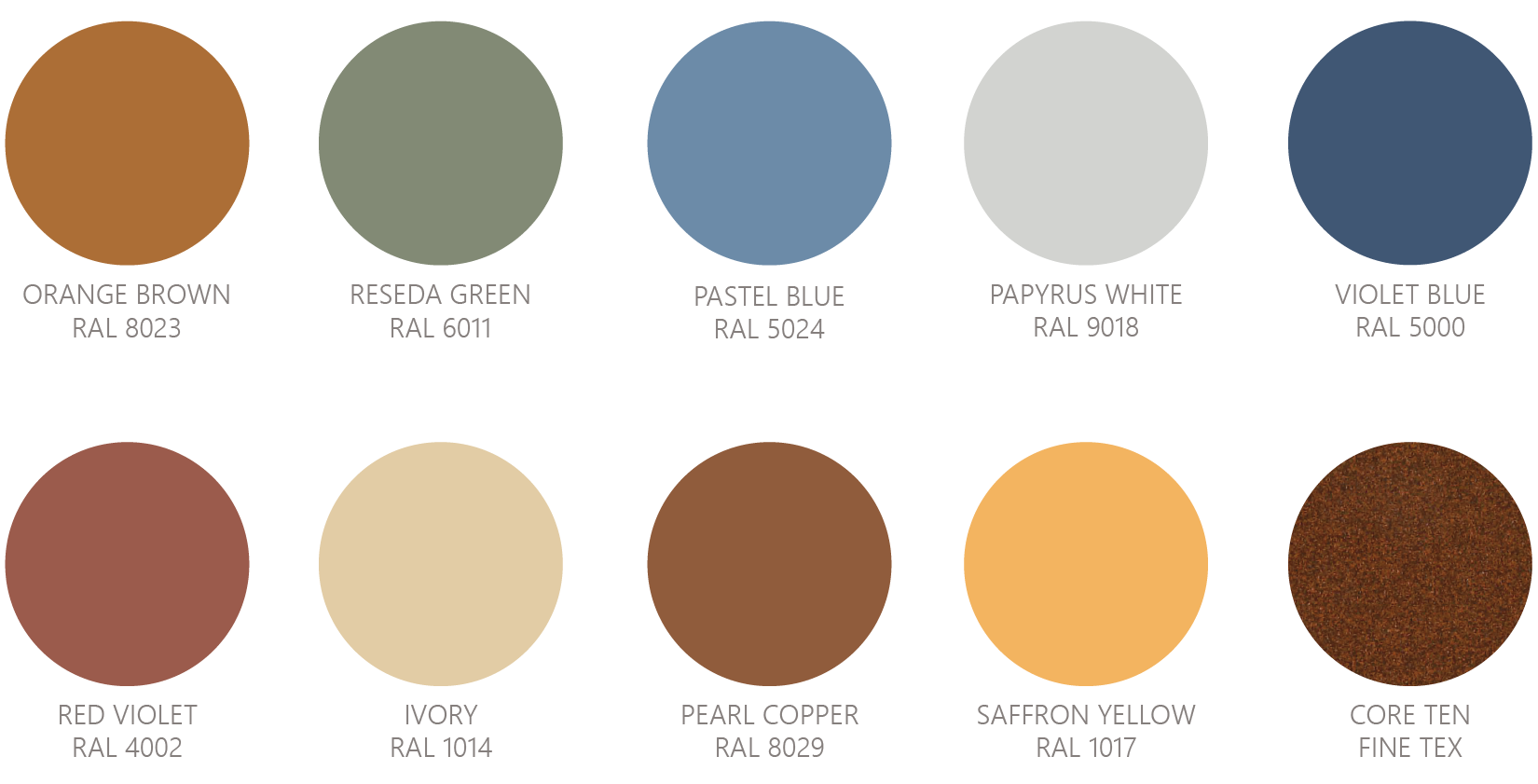 mellow-powdercoat-colors-1 Mellow powdercoat color options for survey